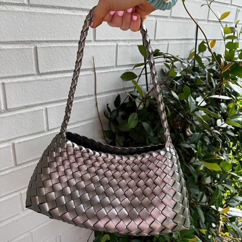 Bolso Tote Tejido Grande para Mujer con Acabado Brillante miniatura 4
