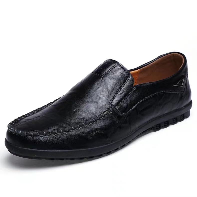 Men's Casual Flats Soft Driving Walking Loafer Shoes Mens Business Casual Patent Leather Formal Oxford Slip On Dress Shoes(Black,8.5)2