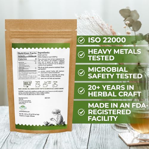 Image of 50 Bags White Mulberry Tea Mulberry Leaf Herbal Tea (Morus Alba) - 50 Count 1.5g Bags Herb Hoja De Morera