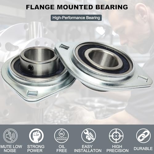 Image of 2 Pack SBPFL209-28 Pillow Block Bearings 1-3 /4 inch Bore Bearing Units Steel Flange Mounted Bearing Housing Pressed Steel Flange Bearing (SBPFL209)