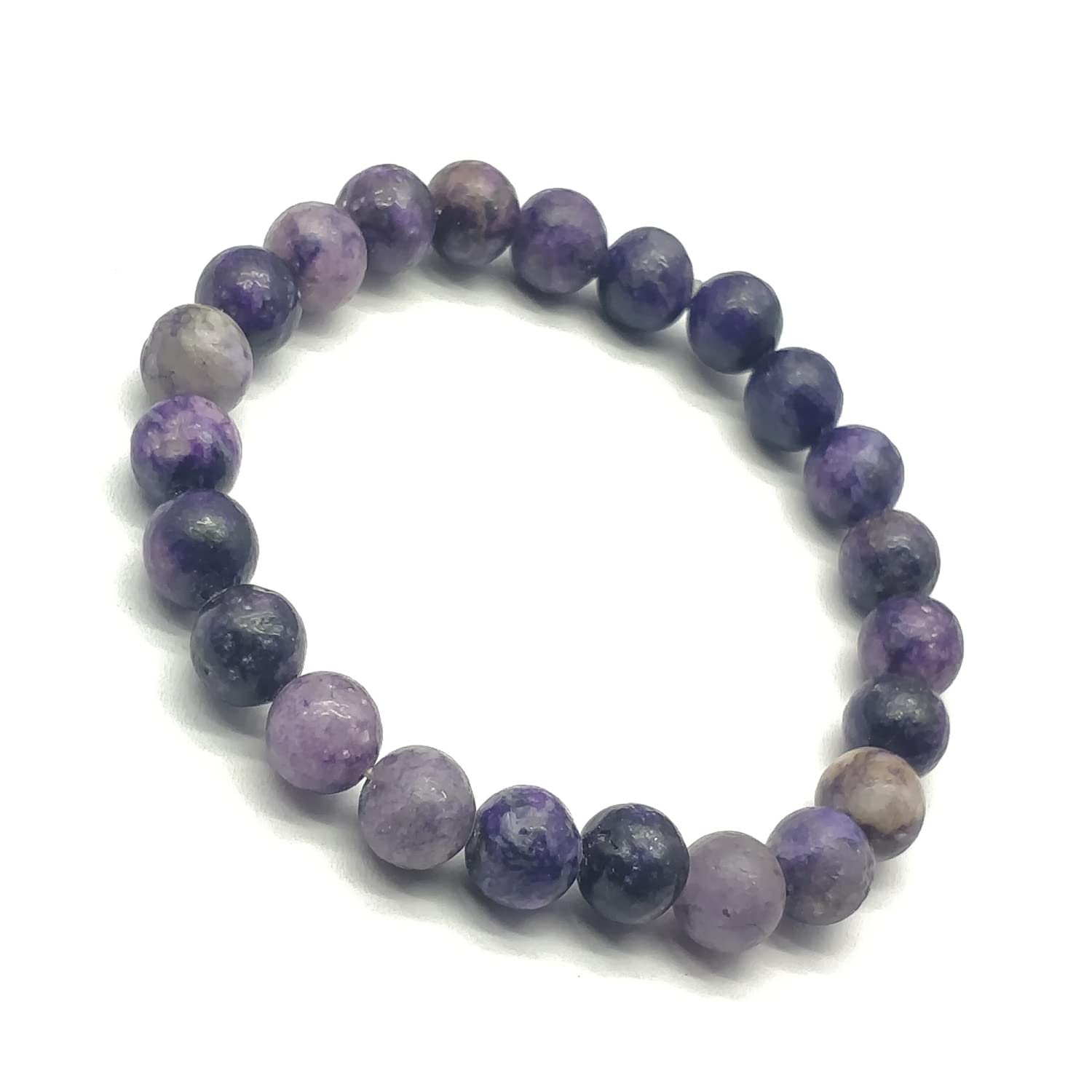 LKBEADS Unisex gem sugilite 8mm round smooth beads stretchable 7 inch bracelet for men,women-Healing, Meditation,Prosperity,Good Luck Bracelet