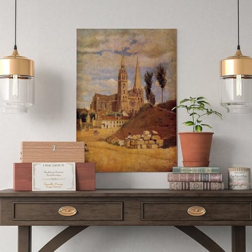 Cathédrale de Chartres Corot impression toile déco murale 30x45cm - 5