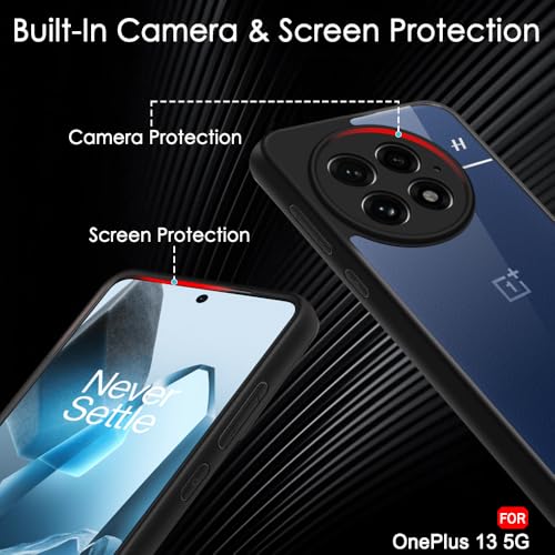 Image of TheGiftKart Hybrid Shockproof Back Cover Case for OnePlus 13 5G | Camera Protection Module | Hard Back Cover Case for OnePlus 13 5G (PC & TPU, Transparent Clear Back, Black Sides) | Hybrid