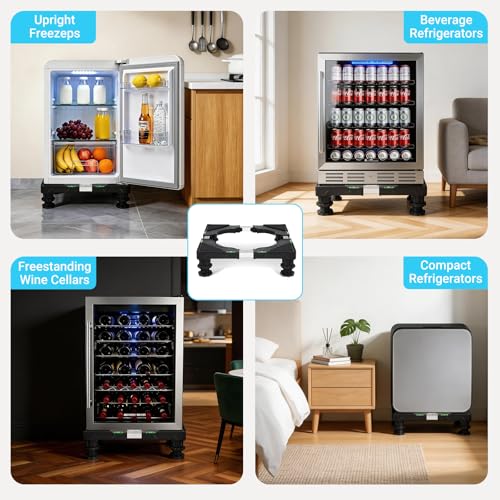 Image of Nefish Mini Fridge Stand Universal Raised Base Adjustable Refrigerator Stands with 4 Strong Feet Washing Machine Pedestal Multi-Functional Bases for Dryer (Black)