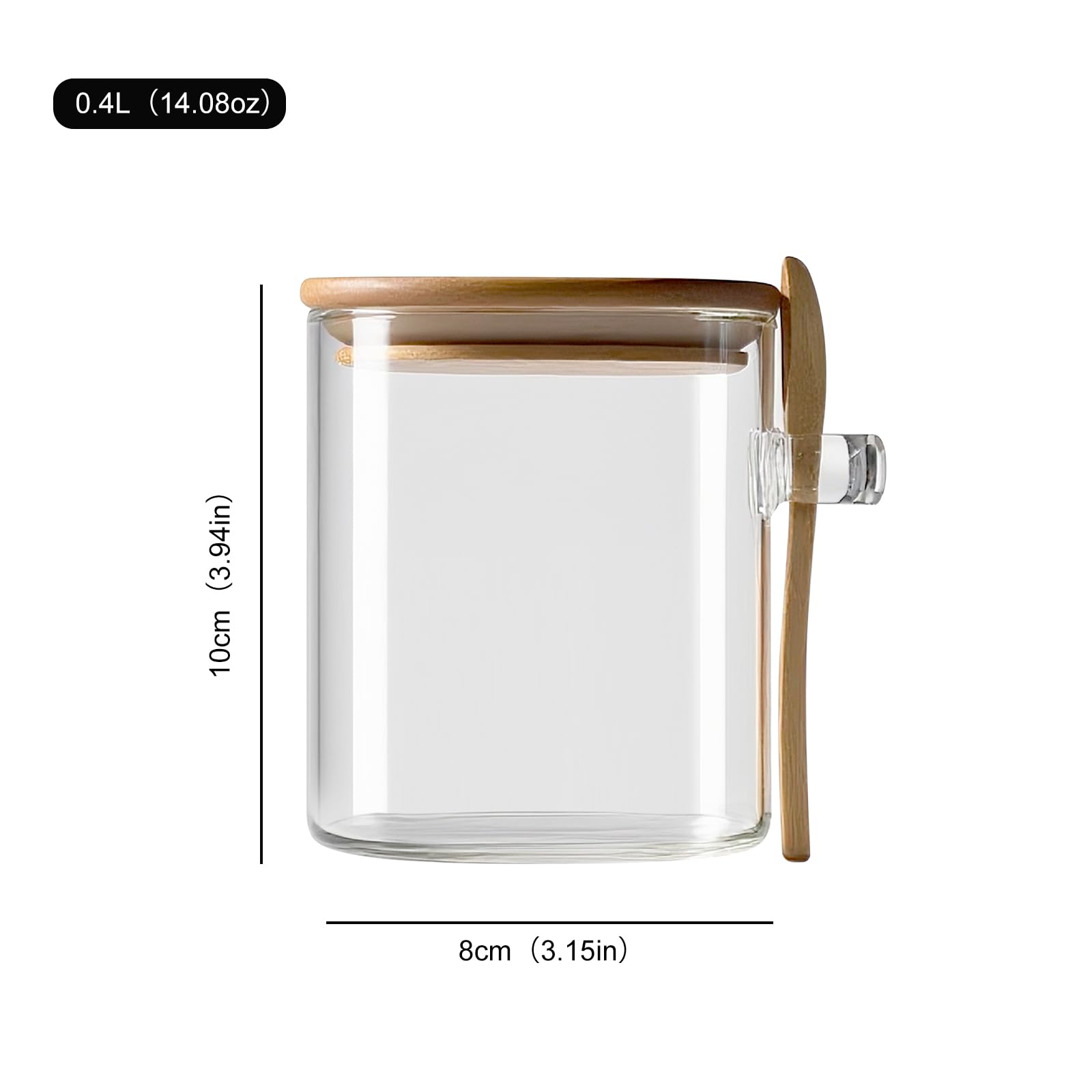 Set di 12 Barattoli Vetro con Coperchio - Contenitori Ermetici per Alimenti - Contenitori in Vetro per Sale Caffè Prodotti Spezie Tè（400ml）