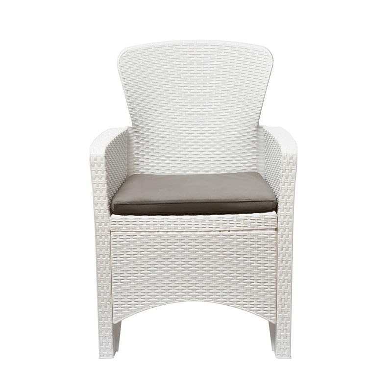 Image of Nilkamal Breeze 2 Seater Balcony Sofa Set with Square Center Table with Toughened Glass|Indoor & Outdoor Furniture|Patio Chair Two Seater, Perfect for Gardens,Restaurants,Terraces, Milky White & Grey