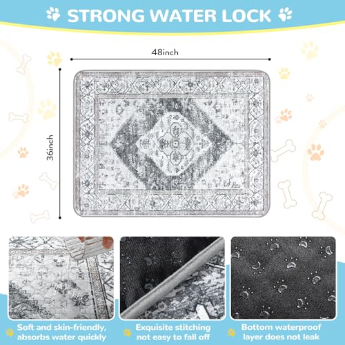 Image of Lahome Reusable Washable Puppy Pads - 2 Pack Super Absorbent & Waterproof Dog Training Mats for Potty, Crate and Floor - Leakproof Pee Pads with Non-Slip Backing (Gray, 36 inchx48 inch)
