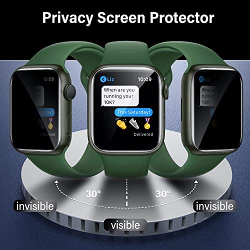 Image of Uyiton 8 Pack Privacy Screen Protector Designed for Apple Watch Series 7 /8 41mm Military Grade Replacement TPU [Not Glass] Anti-Scratch and Bubble Free Touch Screen Protector