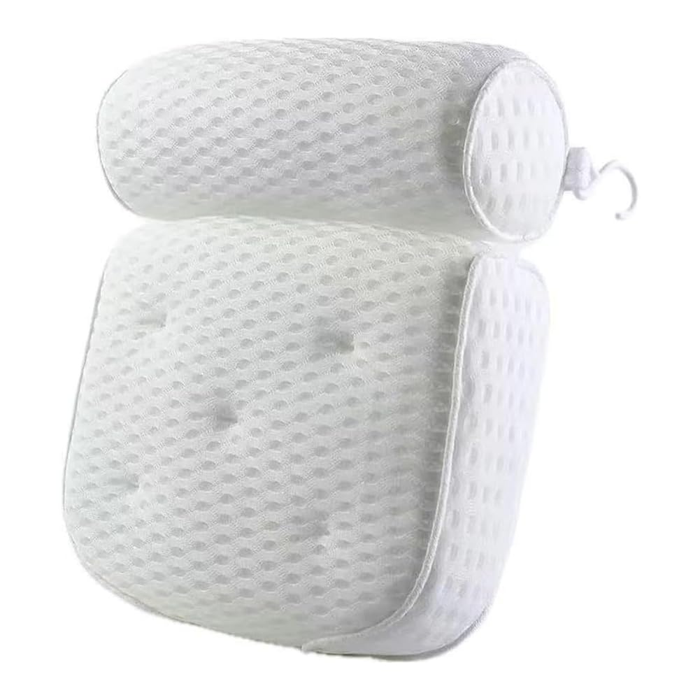UDSKNV[KSL SPA Bubble Bath Pillow Bath Pillow for Bathtub 4D Bathroom Set with 7 Suction Cups Square for Bathtub Pillow