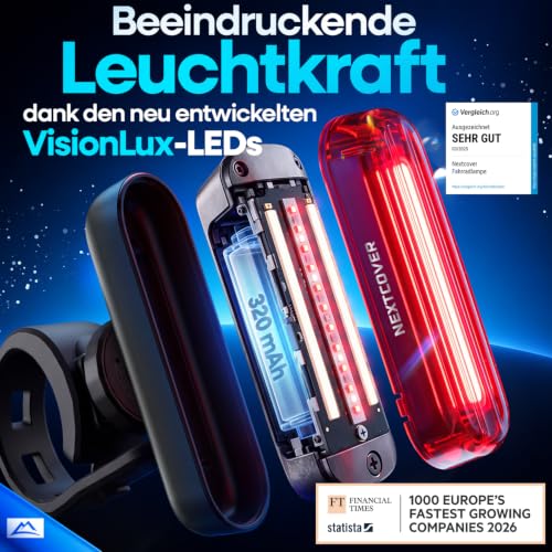 NEXTCOVER Rücklicht Fahrrad mit [VisionLux] LEDs und Bremslicht I StVZO zugelassen I LED Fahrradrücklicht mit 8 Stunden Akku I Fahrradlicht… – Ansicht 2
