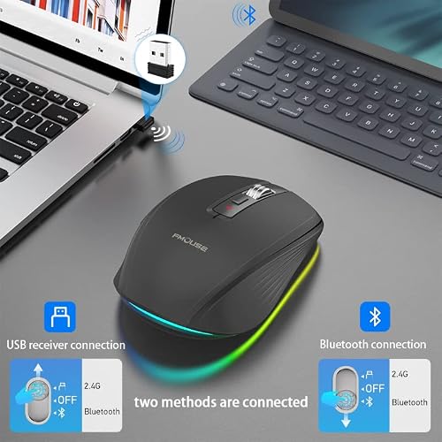 Wireless Mouse, 2.4Ghz 7 Keys Mini Computer Mice Bluetooth Dual Mode Wireless Mouse For Laptop Wireless Mice Optical Mini Mouse 2400 Dpi For Pc Computer With Receiver For School Kids Office Home #TOP4