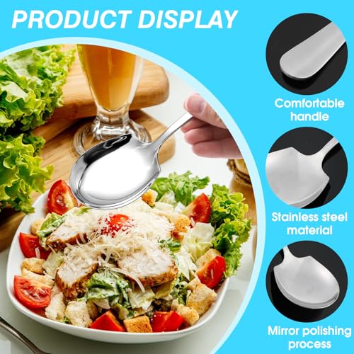 Ouligay 2PCS Serving Spoons Large Stainless Steel for Buffet Serving Utensils Set for Parties, 8.66 Inch Silver Serving Spoons Set - Image 6