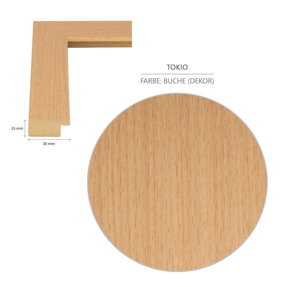 Haak Puzzlerahmen Tokio ANTIREFLEX/Entspiegelt Buche (Dekor) 50 X 70 cm (ca. 1000 Teile) Bilderrahmen Rahmen für Puzzle