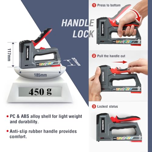image for WORKPRO Staple Gun, 6-in-1, Manual Brad Nailer with 4000 Counts Staple