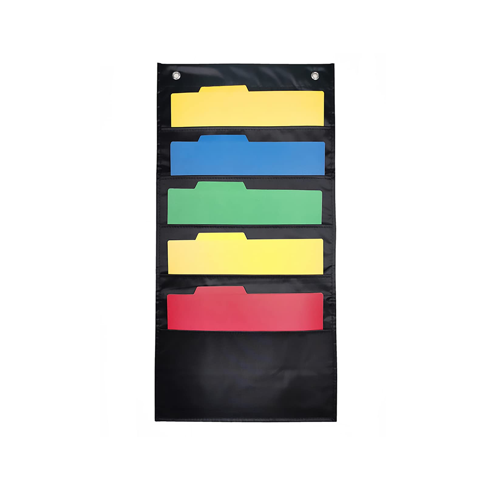 Juroupi Hanging Wall File Organizer Large 5 Pockets Storage Pocket Chart with 2 Hangers Folder Holder Document Organizer for Office School Classroom Library Home