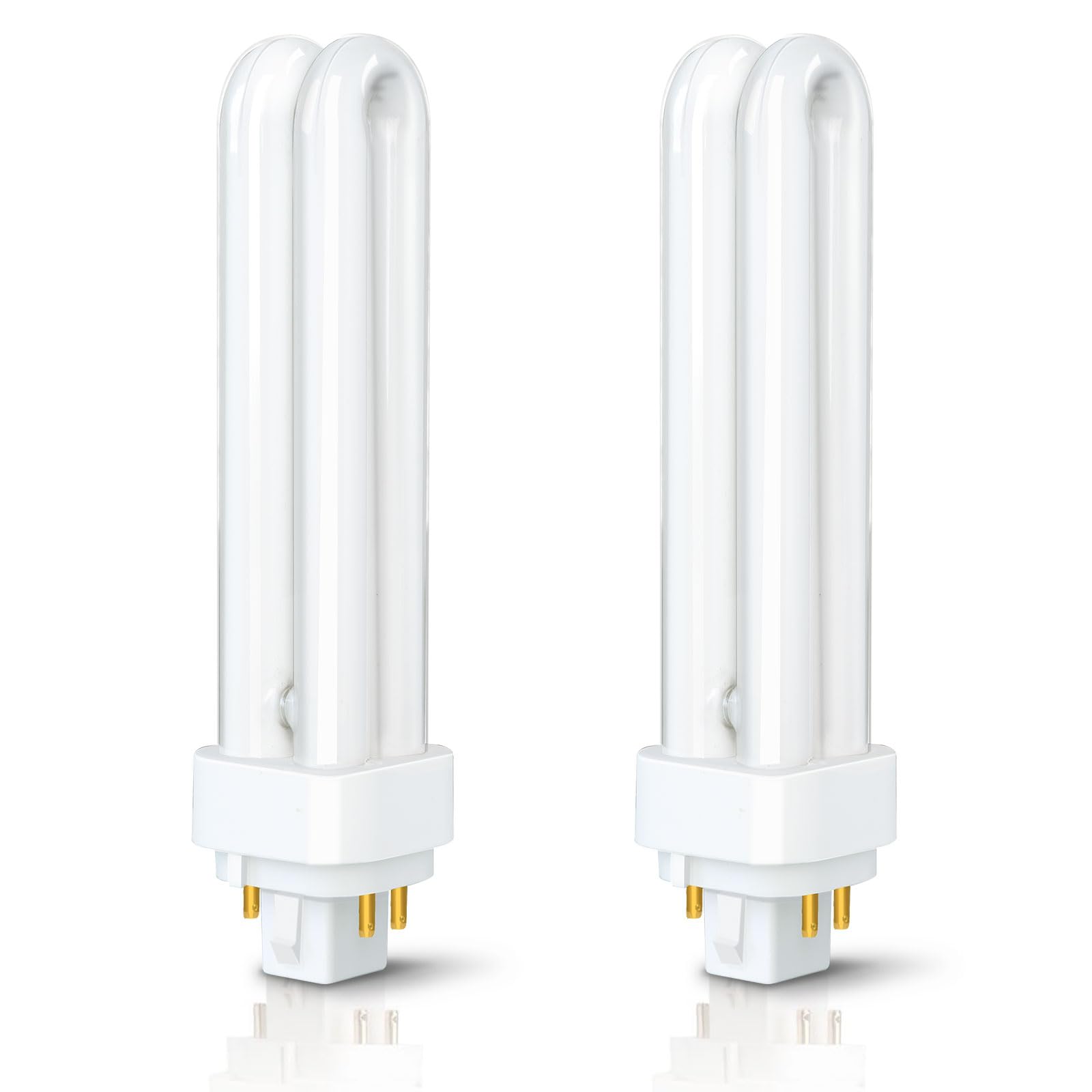 Akynite 18W PLC G24q-2 4 Pin Compact Fluorescent Lamp, 840 Cool White 4000k, 1200LM, 2U Shape, AC 220-240V, CFL Energy Saving Twin Tube Bulb, 2pcs