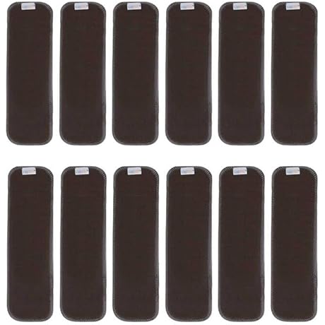 ALVABABY 12 Pack Bamboo Inserts, Charcoal Liners 5 Layers