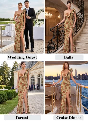 Image of VFSHOW Womens Ruffle One Shoulder Formal Prom Gala Maxi Dress Evening Gown
