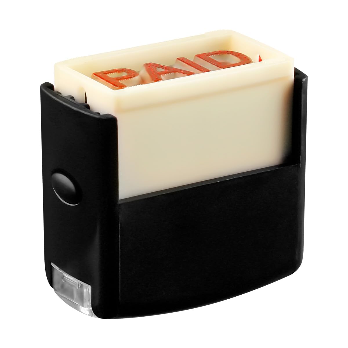 Lotsdonxia Black Self-Inking Paid Rubber Stamp - Compact Bold Red Text, Refillable Ink For Office Documents, Receipts & Business Cards (Black)