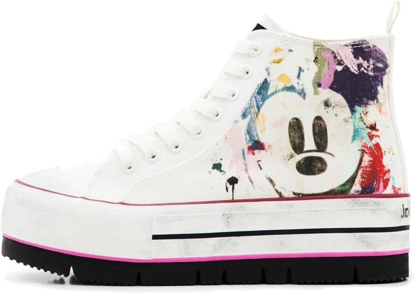 Desigual Women's 4 Woman Fabric HIGH Shoes_Sneaker Boot_MICKE 1000 White, 8
