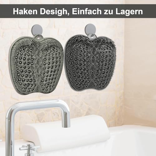 BESKAR Fußwäscher Bath Massage Pad mit Rutschfesten Saugnäpfen, Fuss Wäscher Dusche zum Reinigen der Füße Peeling No Bend, Fußpunkte Reflexzonenmatte zur Entspannung der Füße 6