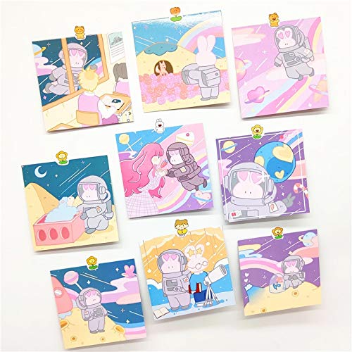 Preisvergleich Produktbild 9 Blatt Kawaii Briefpapier Astronaut Kaninchen Karte Grafik Wanddekoration Poster Cartoon Koreanische Foto Requisiten dekorative Aufkleber