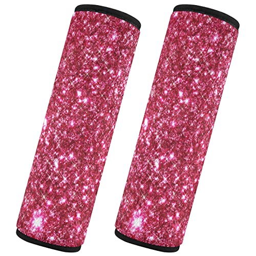 Gasedin Lot De 2 Housses De Ceinture De Sécurité De Voiture En Cuir étincelant Avec Strass, Coussins De Ceinture De Sécurité à Paillettes Pour Femmes Et Filles, Accessoires Universels D'intérieur De