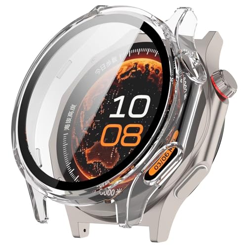 FTRONGRT Cover Compatibile con Oppo Watch X3/ OnePlus Watch 4, PC + Pellicola Temperata, Antigraffio Custodia Protettiva. Trasparente