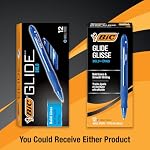 BIC Glide Bold Stylos à bille bleue, point d'or (1.6 mm), 12-Count Pack, Stylos à bille rétractables avec poignée complète confortable