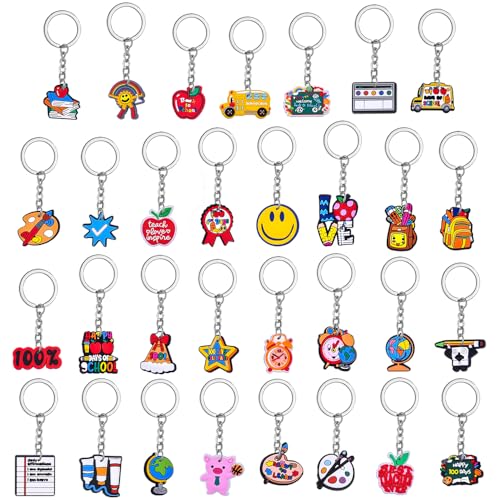 Bofanze 31 Pieces Silicone Décoration Porte Clés,Collège Vent,Mini Porte Clé Porte Clef Enfant Porte Clé Dessin Animé Enfant Porte-clés Mignon pour Sac...