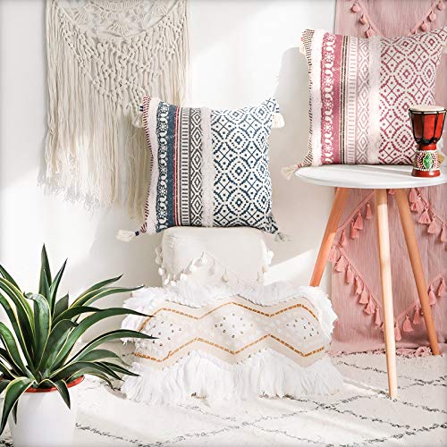 Merrycolor Tufteter dekorativer Kissenbezug für Couch, Sofa, gewebt, Boho-Stil, Tribal-Kissenbezüge mit Quaste… – Bild 5