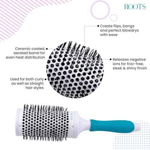 Image of ROOTS Professional Barrel Hair Brush | For Blow Drying & Volumizing | With Ceramic Barrel, Nylon Bristle & RubberGrip Handle | For Women's Wavy & Curly Hair | Length - 10.7 Inch, Model No - PEC58