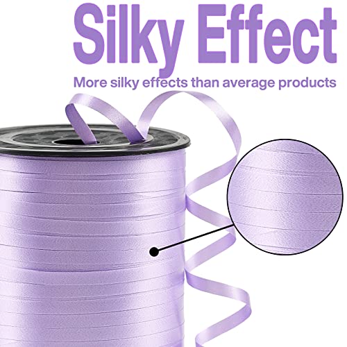 Image of PartyWoo Light Purple Curling Ribbon, 500 Yard for Crafts, Balloons, Gift Wrapping, Hair, Florist Flower - Pastel Colored String (1 Roll)