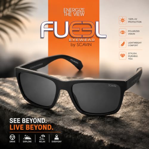Image of Fueel Polarized Rectangle Sunglasses for Men & Women | UV Protected Retro Half Frame Sunglasses | Lightweight Stylish Black Frame