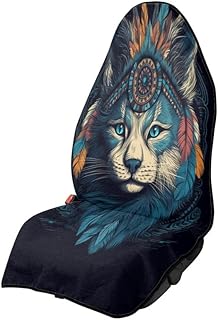Semiouray Tribal Lion Mandala Print Car Waterproof Seat Cover Ethnic Animal Feather Protectors for Activities or Dog and Kid Workout Outdoor Non Slip Sweat Towel Seat
