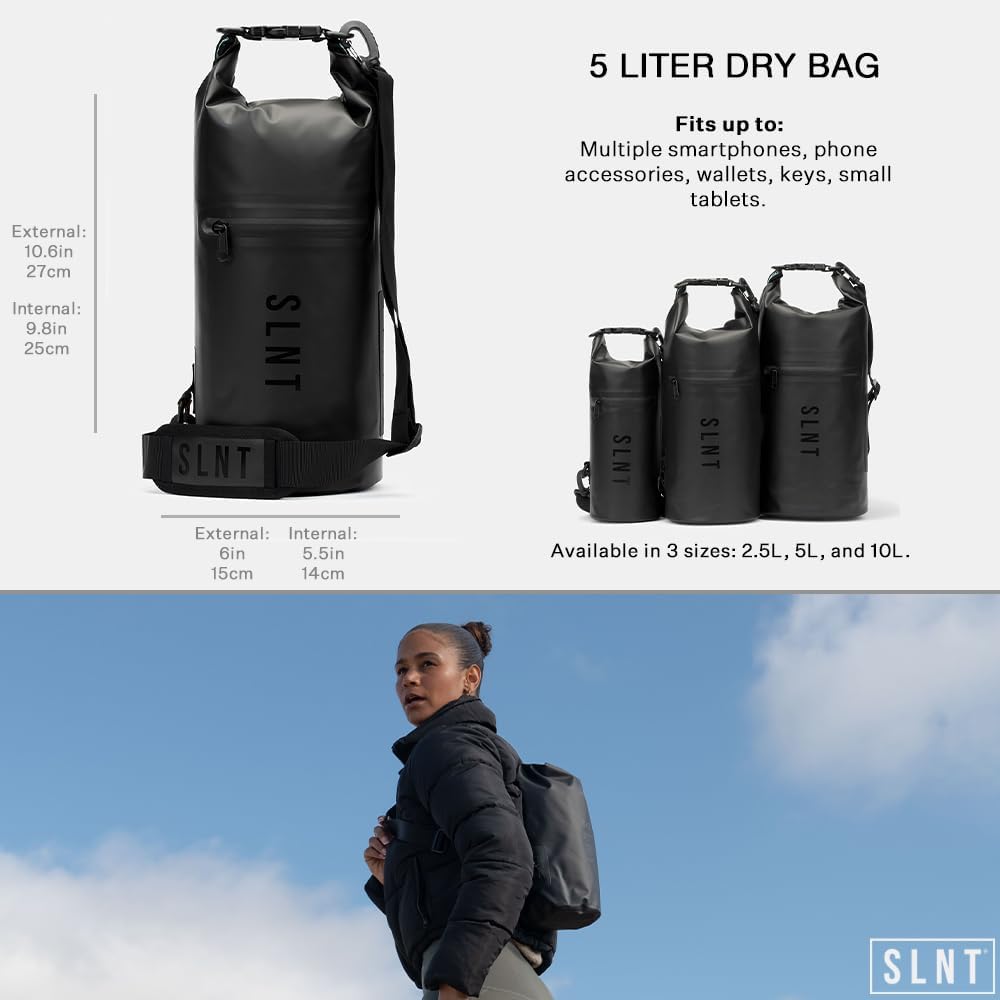 SLNT Waterproof Faraday Dry Bag - 420D Waterproof Nylon Signal Blocking Backpack - Protects Electronics from Water, Spying, Hacking - Blocks RFID, WiFi, Bluetooth, NFC, Cellular, GPS, EMF (5 Liter)