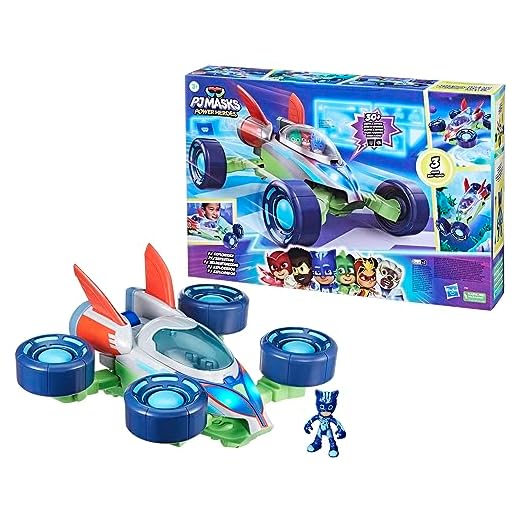 PJ Masks Power Heroes - PJ Explorador - Vehículo Convertible con 3 Modos, Luces y Sonidos - Juguetes