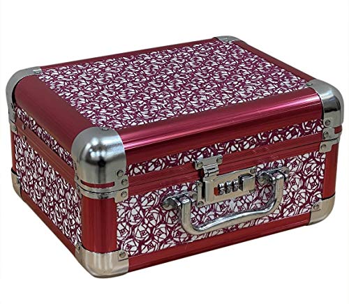 Image of Adson Professional Beauty Makeup Cosmetic Vanity Case /Box With Mirror (Pink)