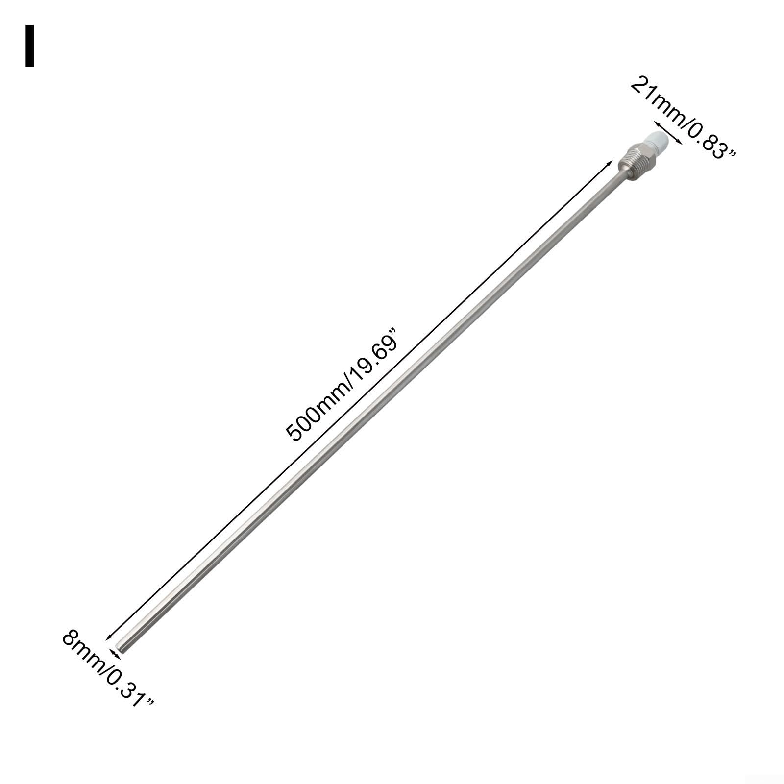 Pozzetto termico in acciaio inox 1/2 per sensore di temperatura filettatura NPT, tubo di protezione per sonda industriale, lunghezza 50-500 mm, argento (500 mm)