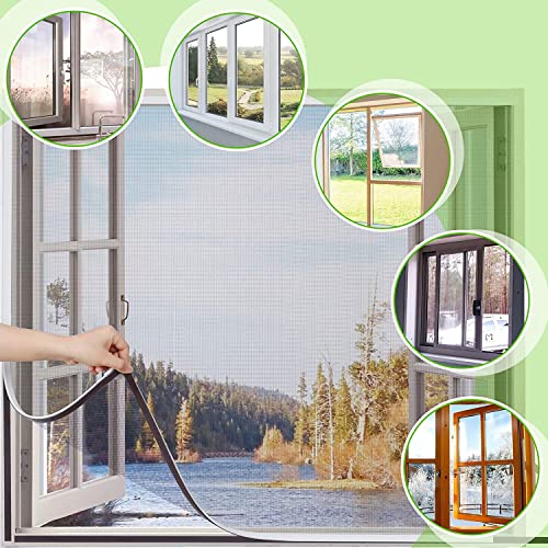 Owyr Magnetic Screen Window,Window Screen For House Window Max 59” X 51”,Fiberglass Mesh 720Gs Magnetic Strips (Grey Window Frames With Grey Mesh) #TOP4