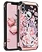 iPhone Xs Case (2018), iPhone X Case, BENTOBEN Shockproof 2 in 1 Flower Peony Pattern Cover, Anti Scratch Protective Floral Girls Women Case for Apple iPhone Xs, iPhone X/10, Rose Gold/Black
