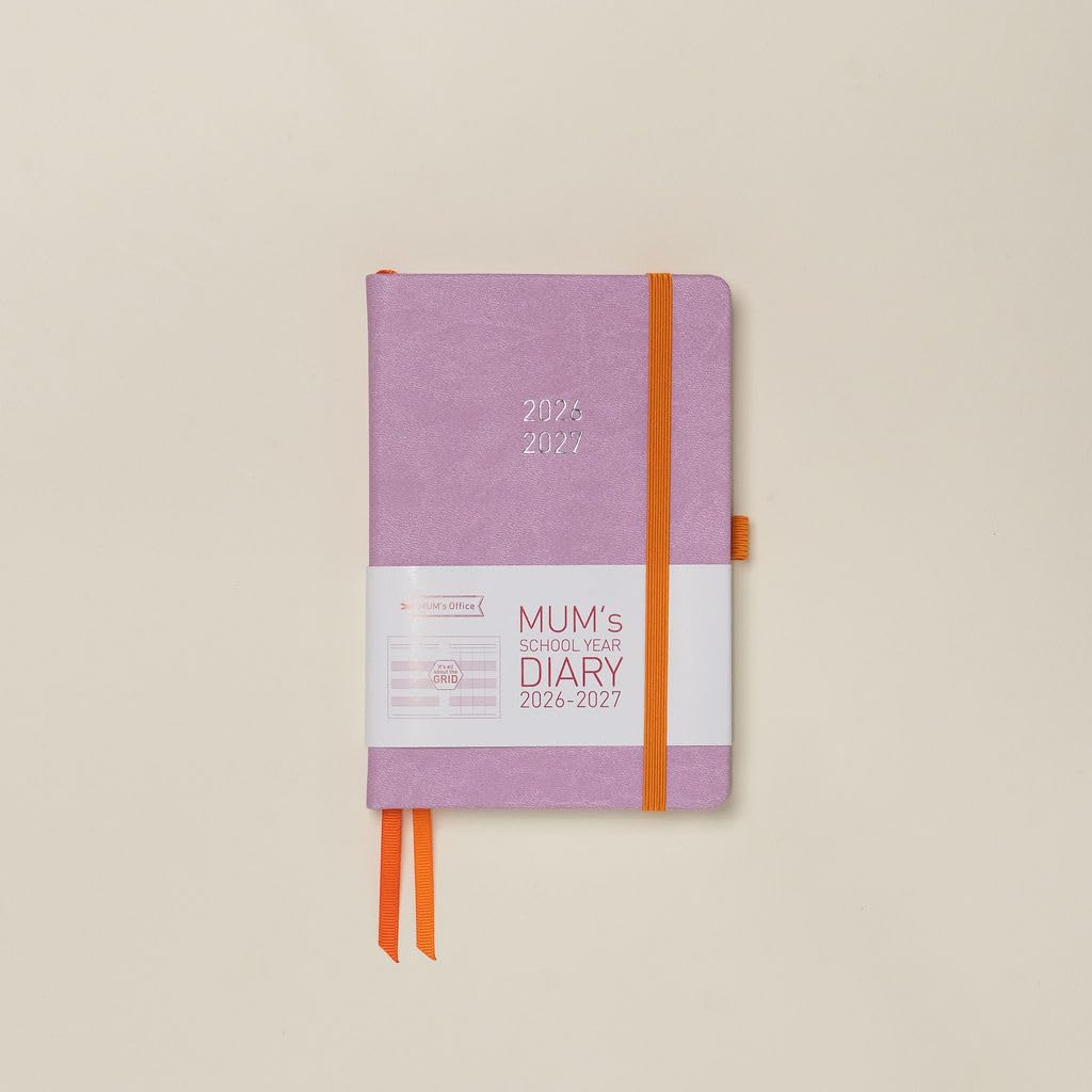 Mum's School Year Diary 2026-27 (Lilac) - Medium sized Academic 2026-27 diary - Aug 2026 to Aug 2027 - Week-To-View with 4 column GRID layout - organise the scheduling chaos of busy family life