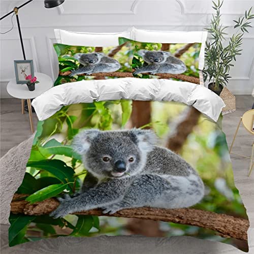 Housse de couette 220x240 koala anti-froid en microfibre douce