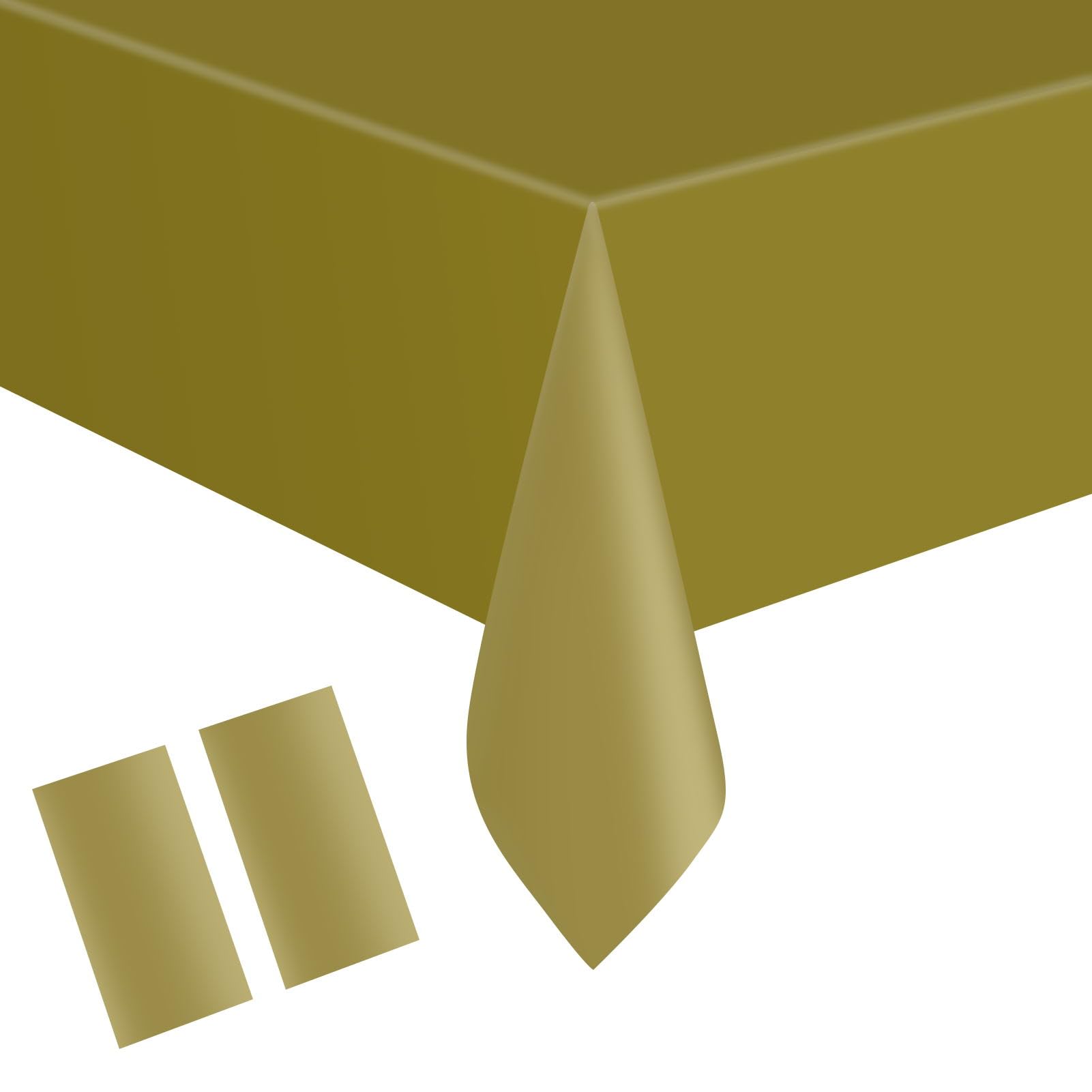 Hxmjied Dark Mustard Yellow 137 X 274Cm Disposable Tablecloth, 2 Pcs Plastic Table Cover, Gold Party Tablecloth, Rectangle Tablecloth, Party Rectangular Dining Table Cover, For Christmas, Birthday, Picnic