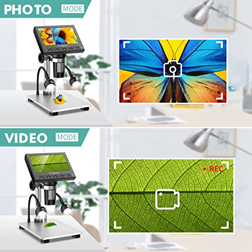 Elikliv Edm4S Coin Microscope For Error Coins, 4.3'' 1000X Lcd Digital Microscope With Screen 1080P Usb Microscope Camera, 10 Led Fill Lights, Metal Stand, Pc View, Compatible With Windows/Os #TOP6
