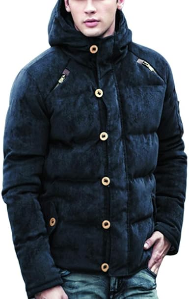Pantalones de Pana Manera de Las Clásico Chaquetas de Invierno Hombres  Abrigos botón Colores sólidos de Manga Larga con Capucha Engrosamiento Ropa  de Abrigo de Moda Tendencia Calle Easy Wear Outwear: Amazon.es: