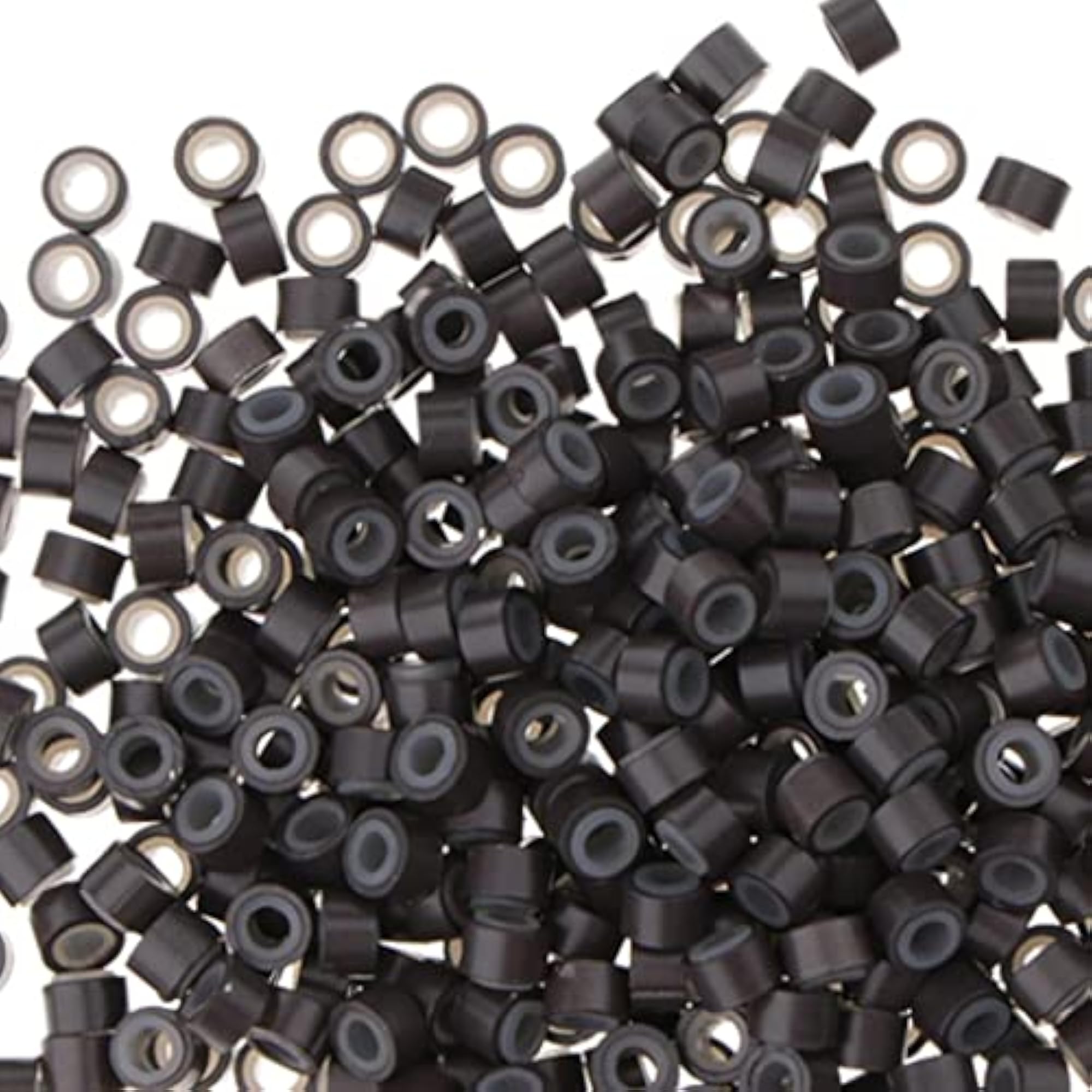 Silicone Micro Rings Links Crimp Beads for Hair Extensions Tools, Deep Brown