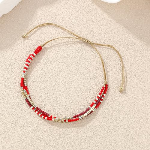 Image of KELITCH Adjustable Multi Strand Bracelets Colorful Miyuki Seed Beads Wrap Bracelets Bangle Women Jewelry