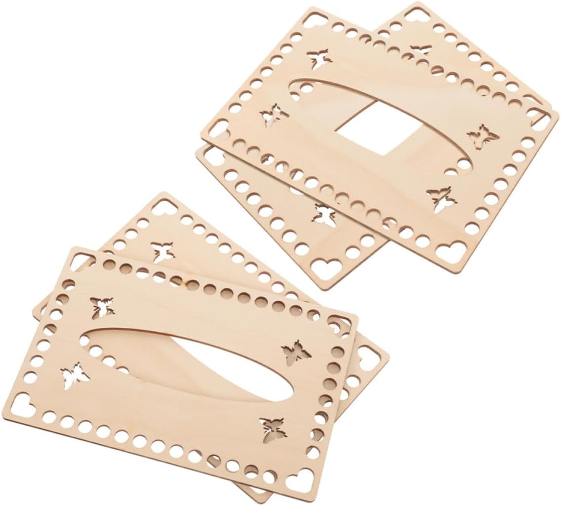 Wooden Crochet Bag Bottom Base Rustic 4pcs, Beige for Beginners Craft