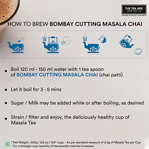 The Tea Ark Bombay Cutting Masala Chai 250G (100 Cups), Ctc Black Tea Blended With Ginger, Cardamom, & Fennel (Saunf) (Bombay Cutting Chai) #TOP4